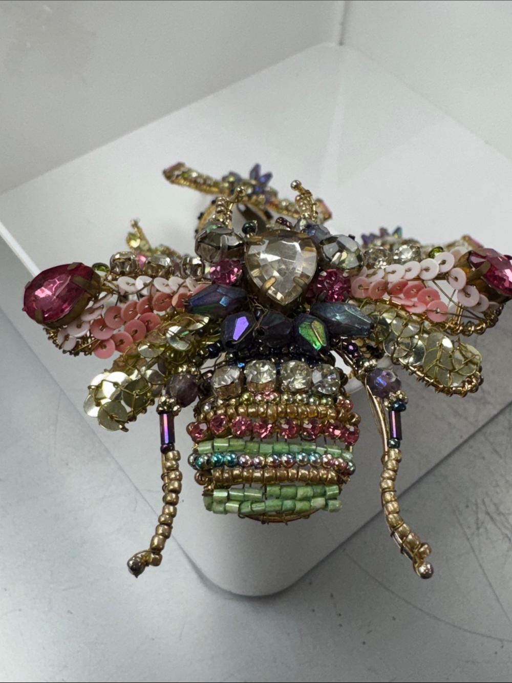NWOT Mackenzie Childs Beaded Multicolor Bee Ornaments or Napkin Holders